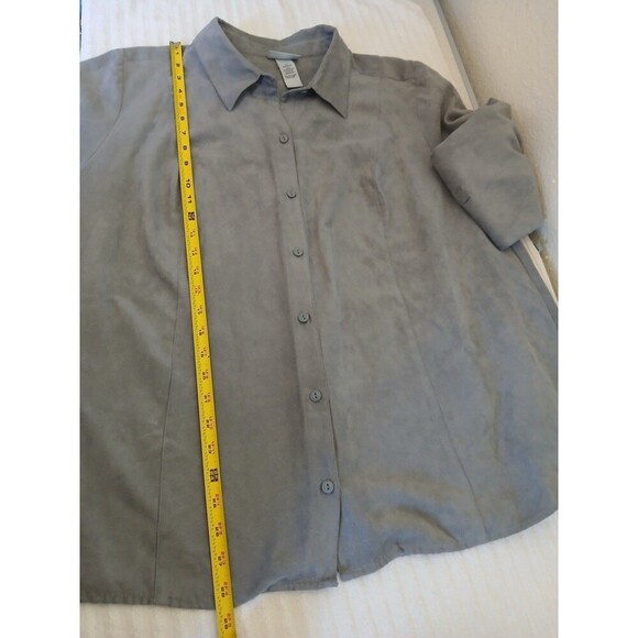 Catherines Womens Blouse Long Sleeve Gray Button Up Collared 1X 18/20W - Picture 8 of 14